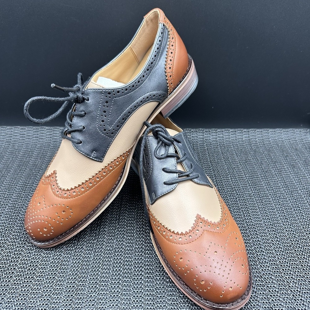 Giovanni Style Two-Toned Brown/Frey Wing-Tip Men's Size 8